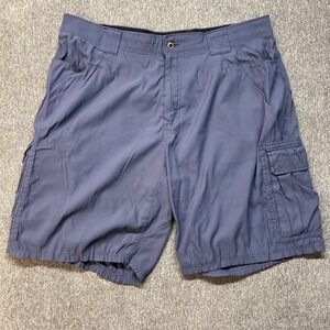 Eddie Bauer Mens Cargo Shorts Blue Gray 40 Stretch Hiking Outdoor Performance